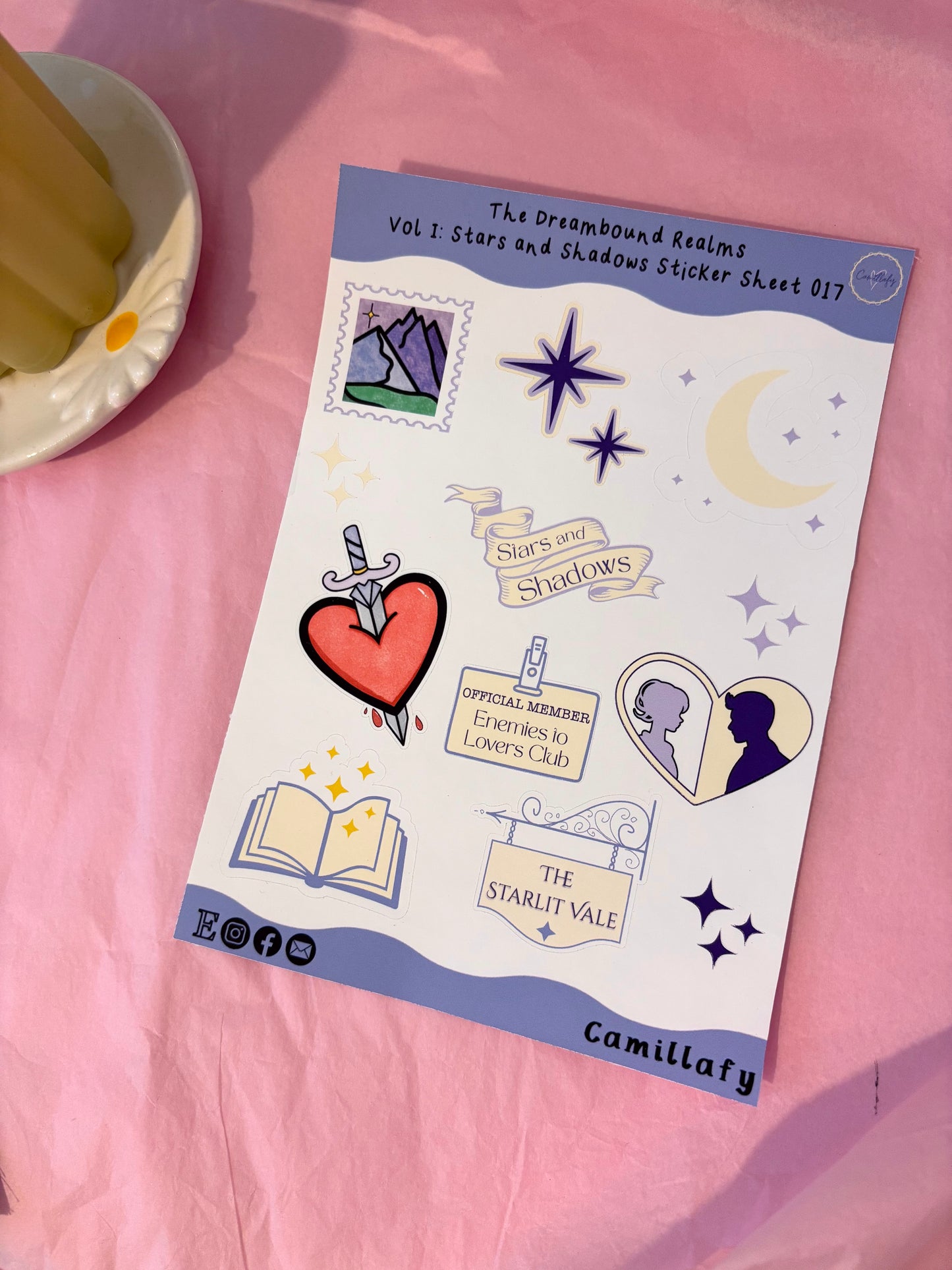 The Dreambound Realms Volume I: Stars and Shadows Sticker Sheet