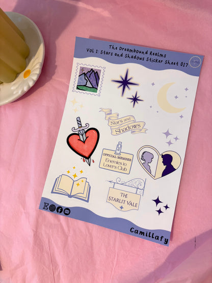 The Dreambound Realms Volume I: Stars and Shadows Sticker Sheet