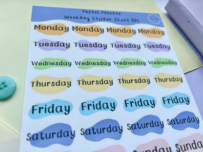 Pastel Palette Weekly Sticker Sheet