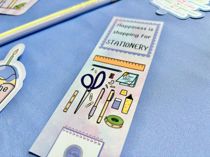 ‘Happiness is Shopping For Stationery’ Bookmark