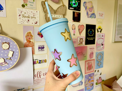 Blue Pastel Moon and Stars 550ml Cold Cup