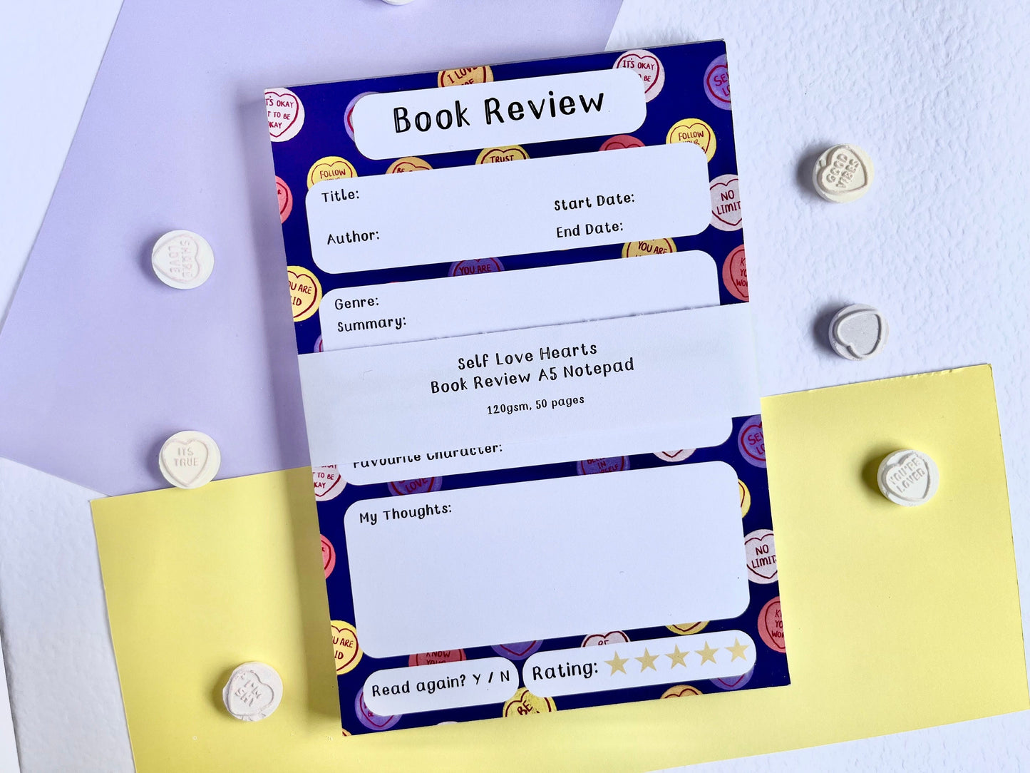 Self Love Hearts Book Review A5 Notepad