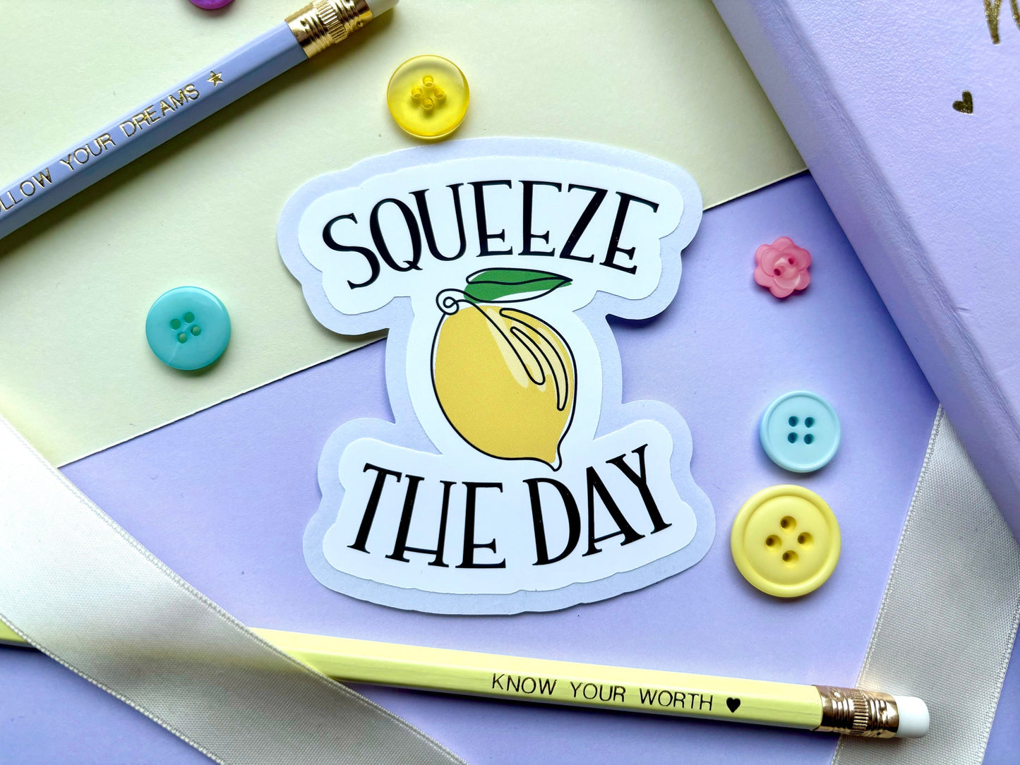 ‘Squeeze The Day’ Lemon Die-Cut Sticker