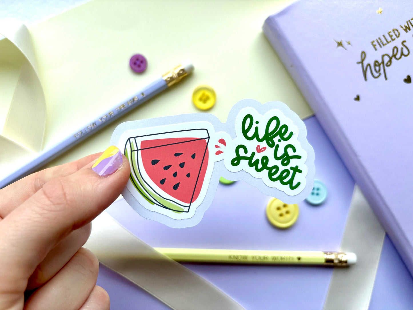 ‘Life Is Sweet’ Watermelon Die-Cut Sticker
