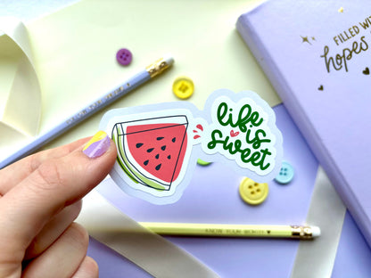 ‘Life Is Sweet’ Watermelon Die-Cut Sticker