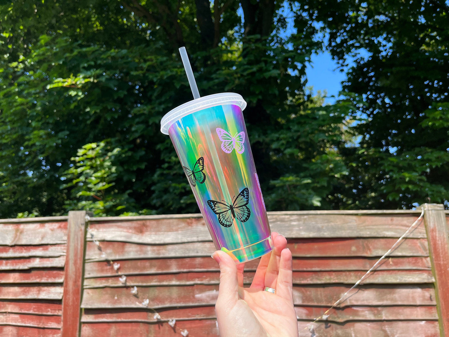 Holographic Butterfly 24oz Cold Cup