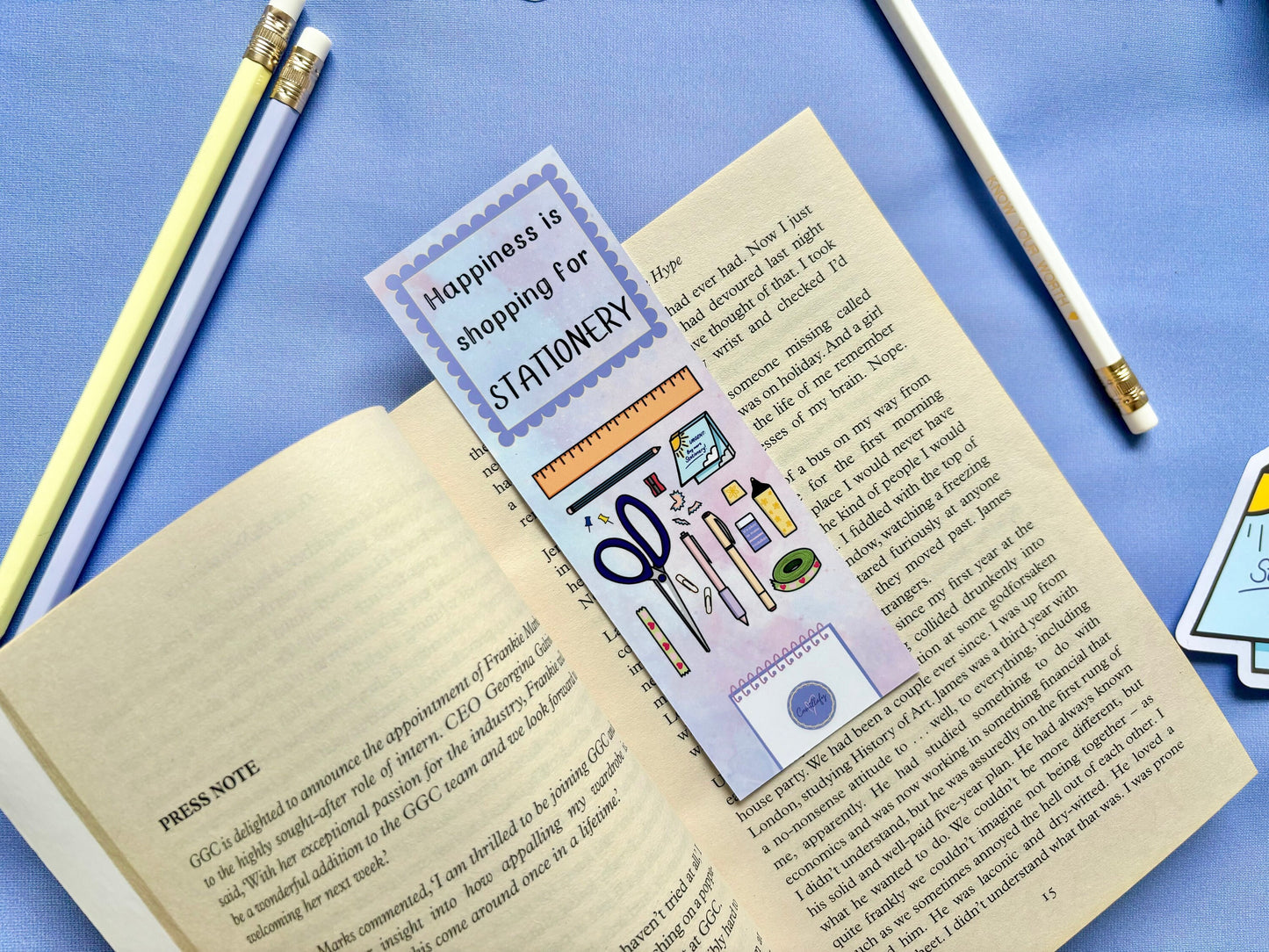 ‘Happiness is Shopping For Stationery’ Bookmark