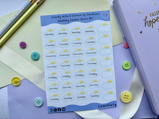 Cloudy With a Chance of Sunshine Weekly Sticker Sheet