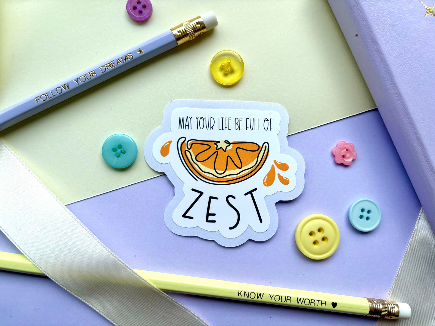 ‘Full Of Zest’ Die-Cut Sticker