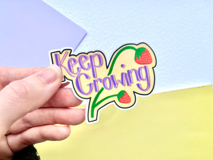 Keep Growing Strawberry Die-Cut Sticker