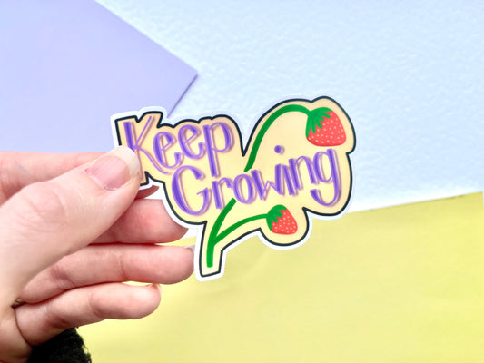 Keep Growing Strawberry Die-Cut Sticker