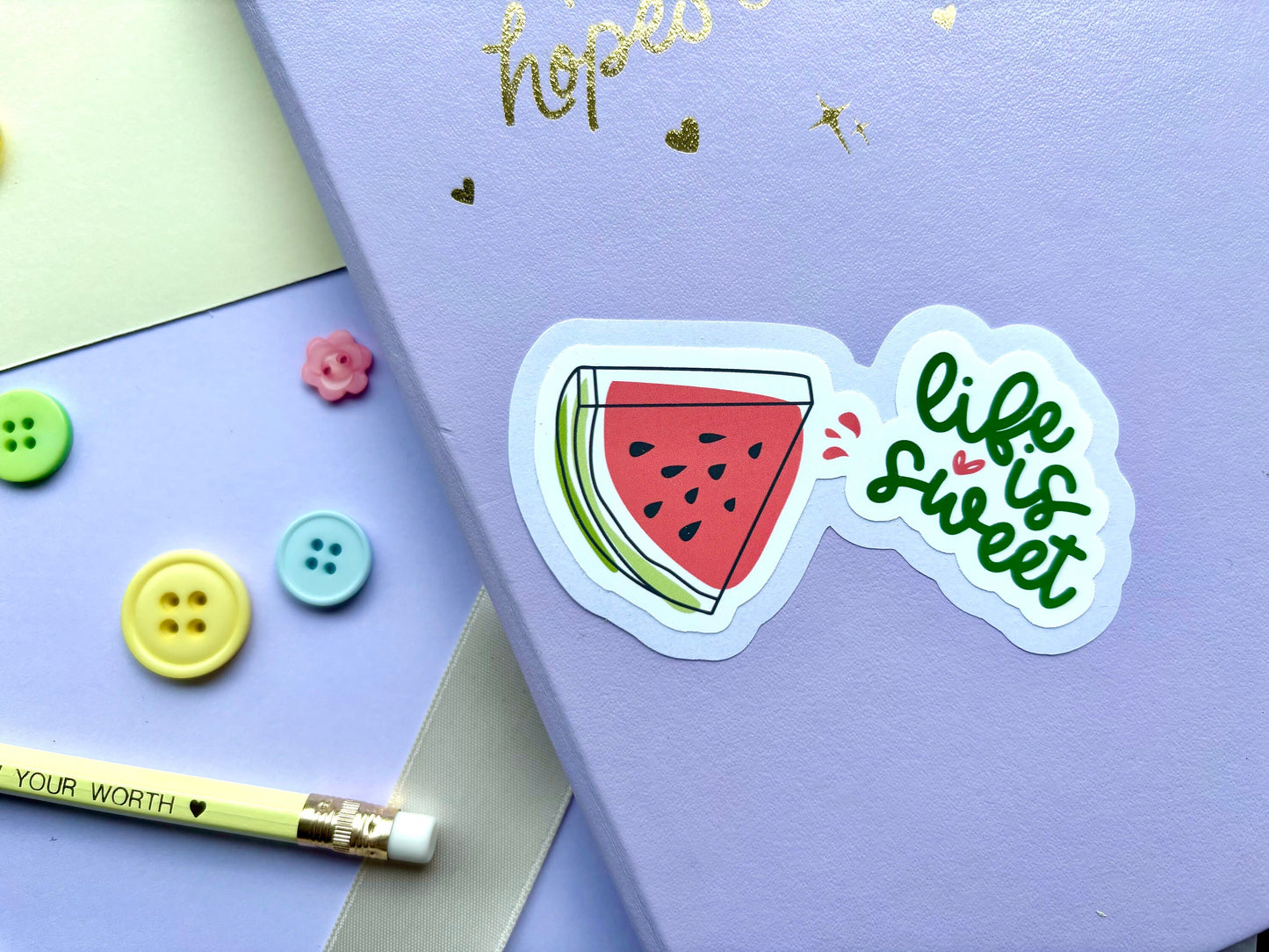 ‘Life Is Sweet’ Watermelon Die-Cut Sticker