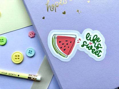 ‘Life Is Sweet’ Watermelon Die-Cut Sticker