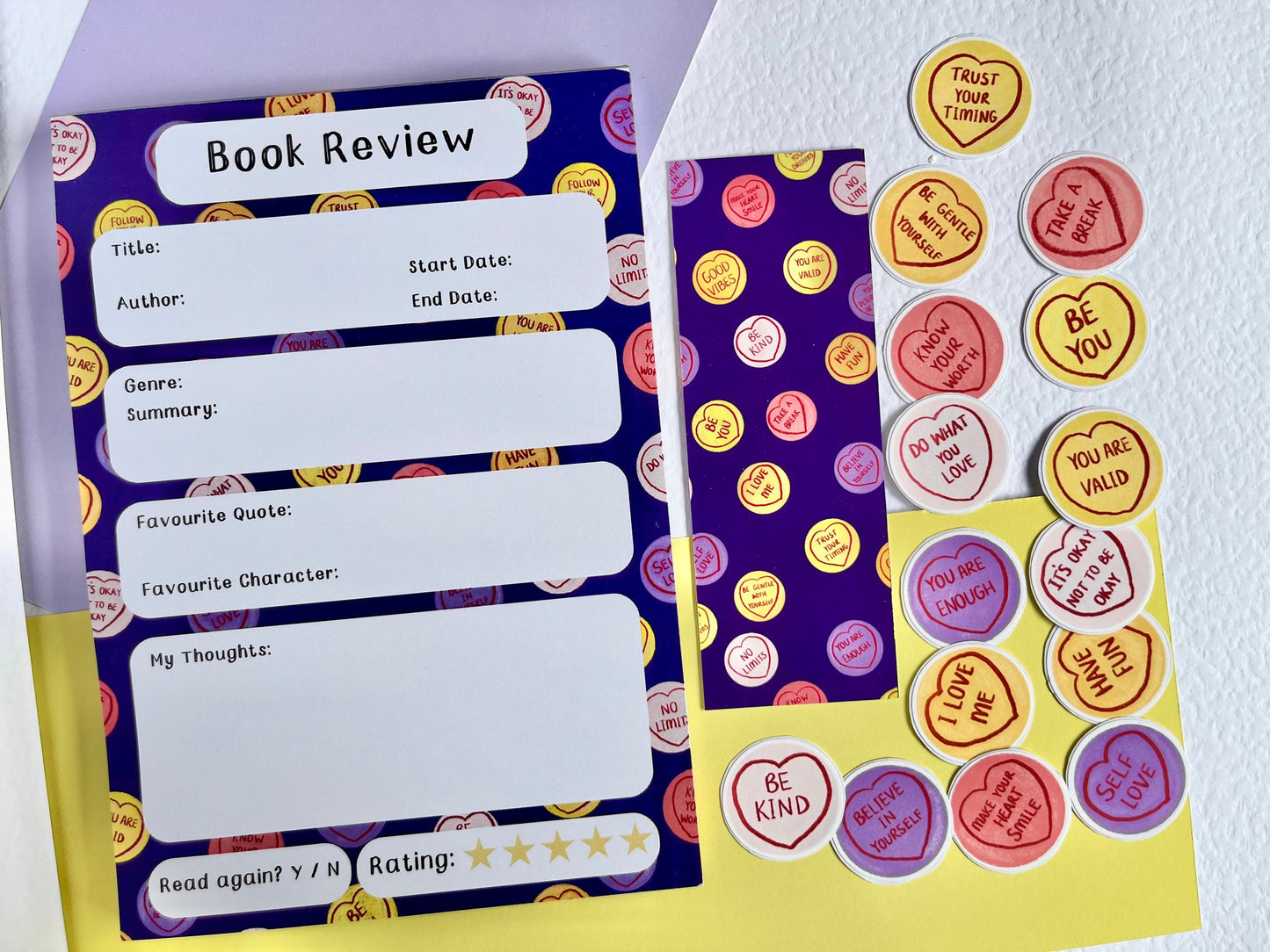 Self Love Hearts Book Review A5 Notepad