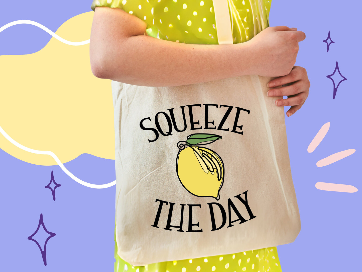 Squeeze the Day Large Canvas Tote Bag