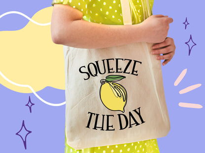 Squeeze the Day Large Canvas Tote Bag