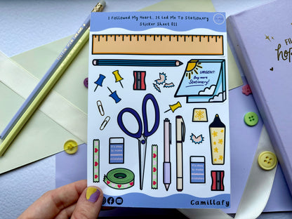‘I Followed My Heart It Led Me To Stationery’ Sticker Sheet