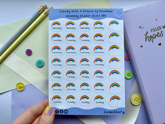 Cloudy With a Chance of Rainbows Weekly Sticker Sheet