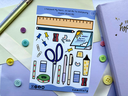 ‘I Followed My Heart It Led Me To Stationery’ Sticker Sheet