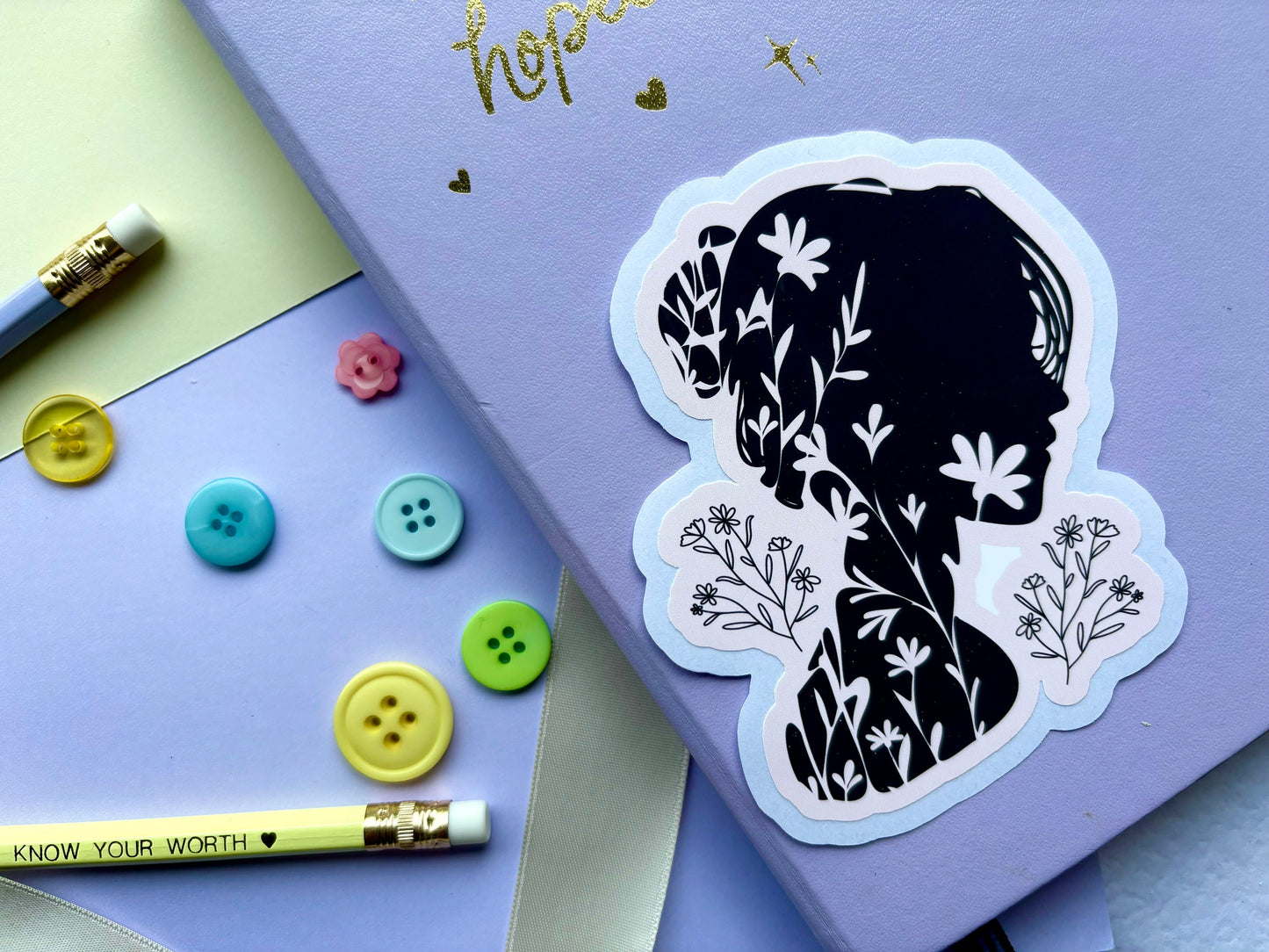 Feminine Floral Die-Cut Sticker