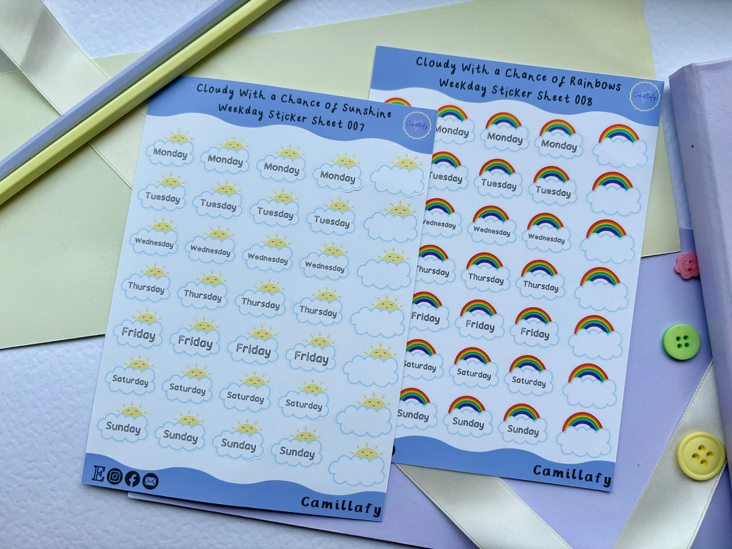 Cloudy With a Chance of Rainbows Weekly Sticker Sheet