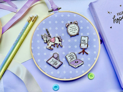 Lilac Polka Dot Enamel Pin Display Hoop (Choice of 4" or 6" Hoop)