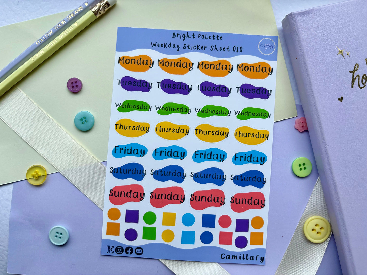 Bright Palette Weekly Sticker Sheet