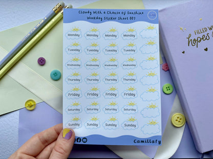 Cloudy With a Chance of Sunshine Weekly Sticker Sheet