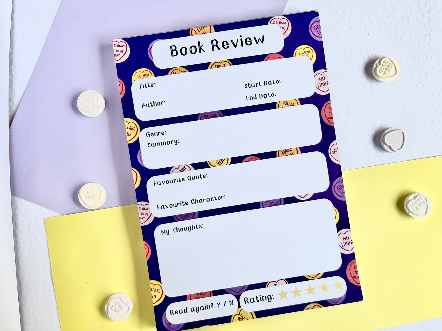 Self Love Hearts Book Review A5 Notepad