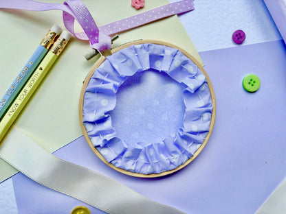 Lilac Polka Dot Enamel Pin Display Hoop (Choice of 4" or 6" Hoop)